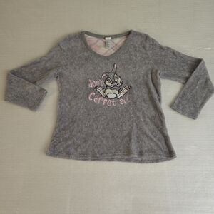 Disney Women's Top Size XL Sleep Shirt Thumper Don't Carrot All Embroidered Gray